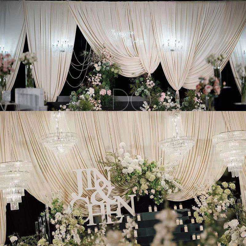 森系婚庆背景布幔婚礼舞台幕布帷幔打底布牛奶丝弹力布背景装饰布