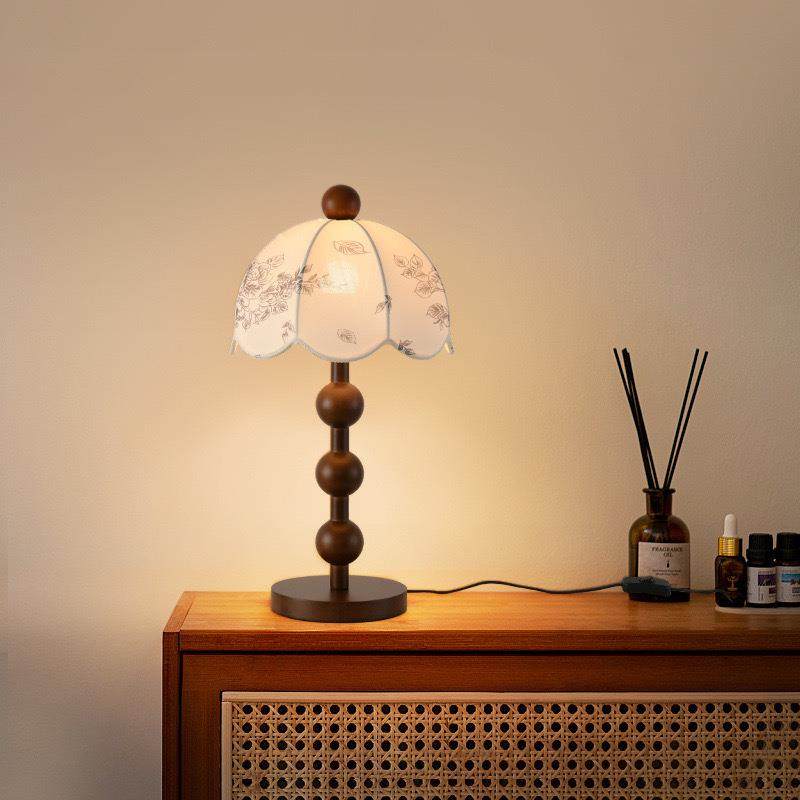 法式中古风实木落地灯布艺客厅灯装饰木艺卧室高级感氛围复古台灯