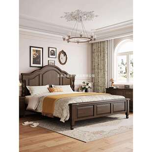 复古美式床实木床1.8米双人床主卧床1.5m现代简约家具2米x2米大床