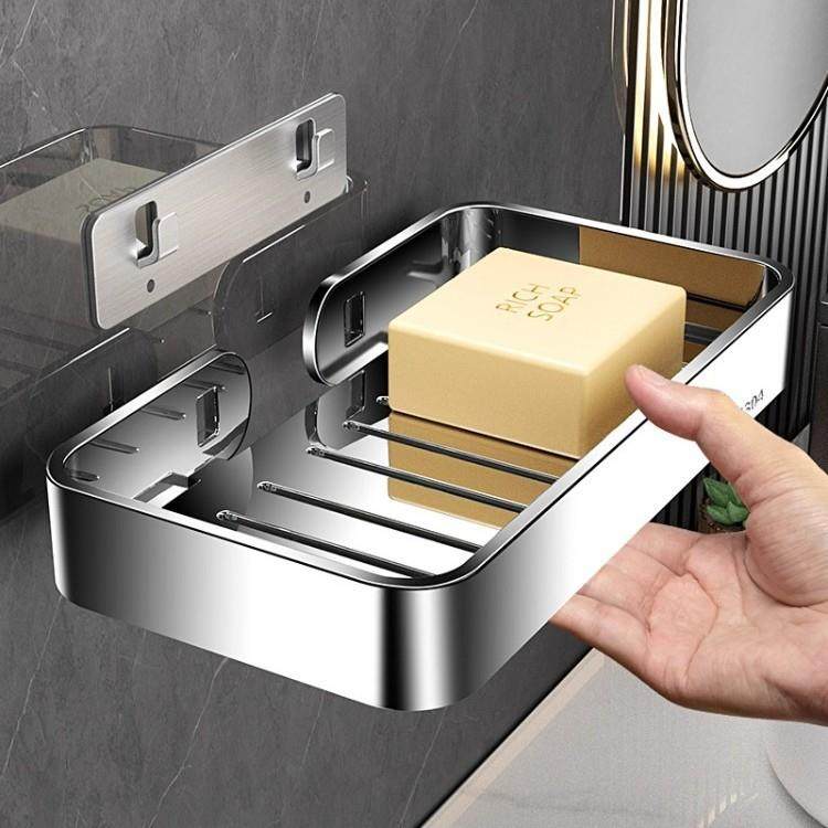 304不锈钢肥皂盒卫生间免打孔壁挂式香皂沥水置物架浴室双层皂碟