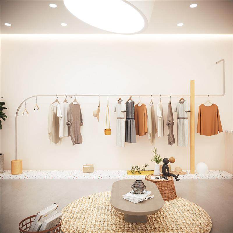 服装店展示架简约男女童装店不锈钢服装架挂衣置物架网红陈列衣架