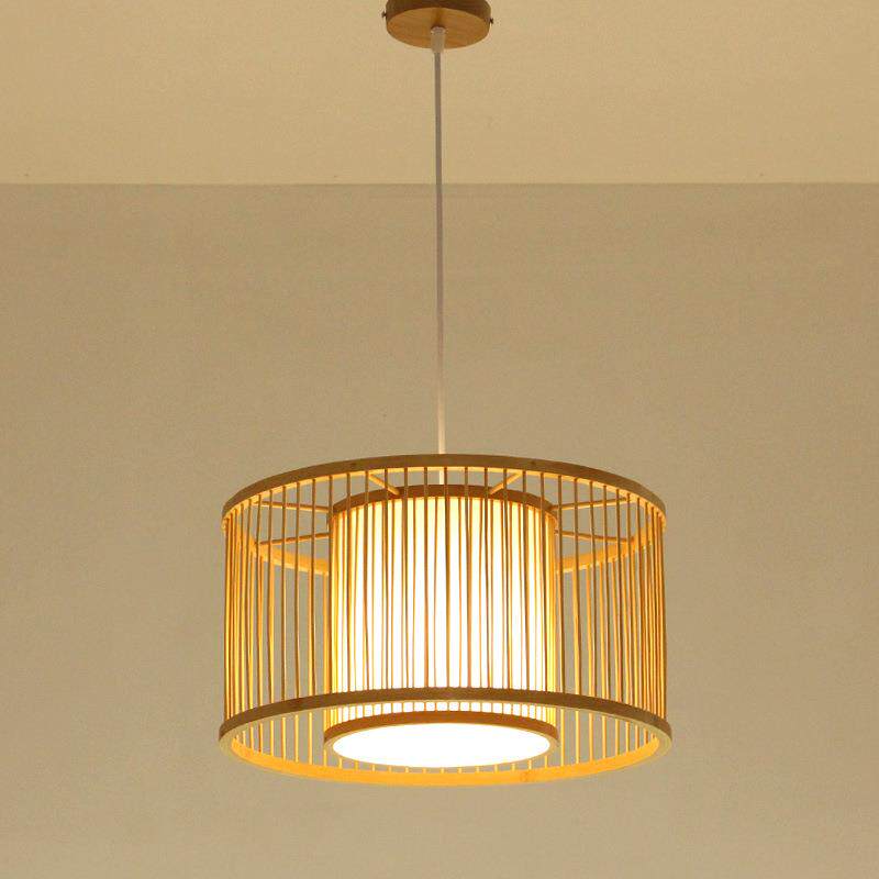 日式榻榻米吊灯书房现代简约灯具客厅餐厅竹编竹灯北欧卧室房间灯