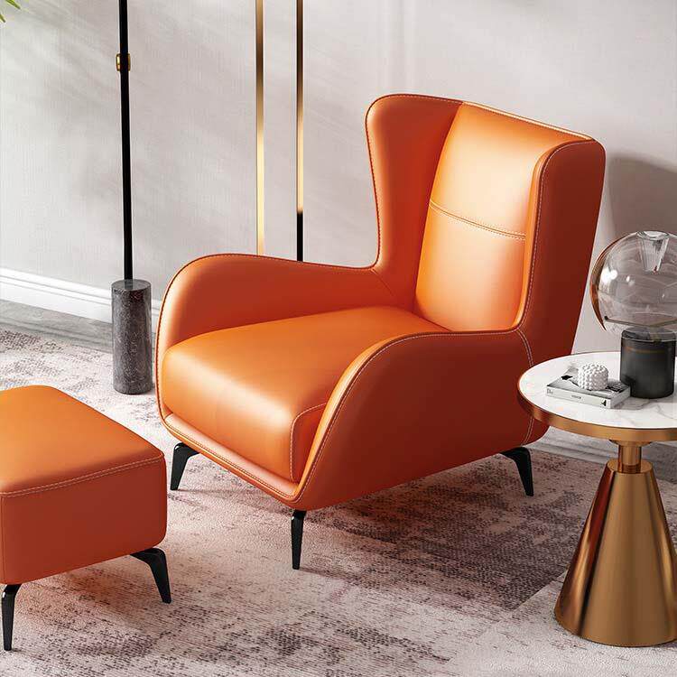 意式极简单人休闲沙发椅现代客厅真皮老虎椅简约懒人躺椅网红椅子