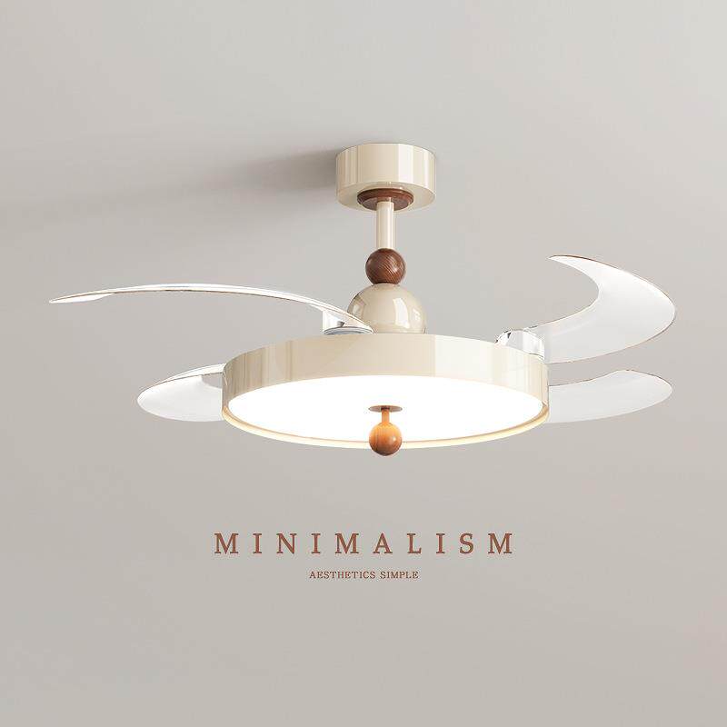 新款隐形风扇灯餐厅电风扇吊灯奶油风客厅中古风吸顶吊扇灯高级感