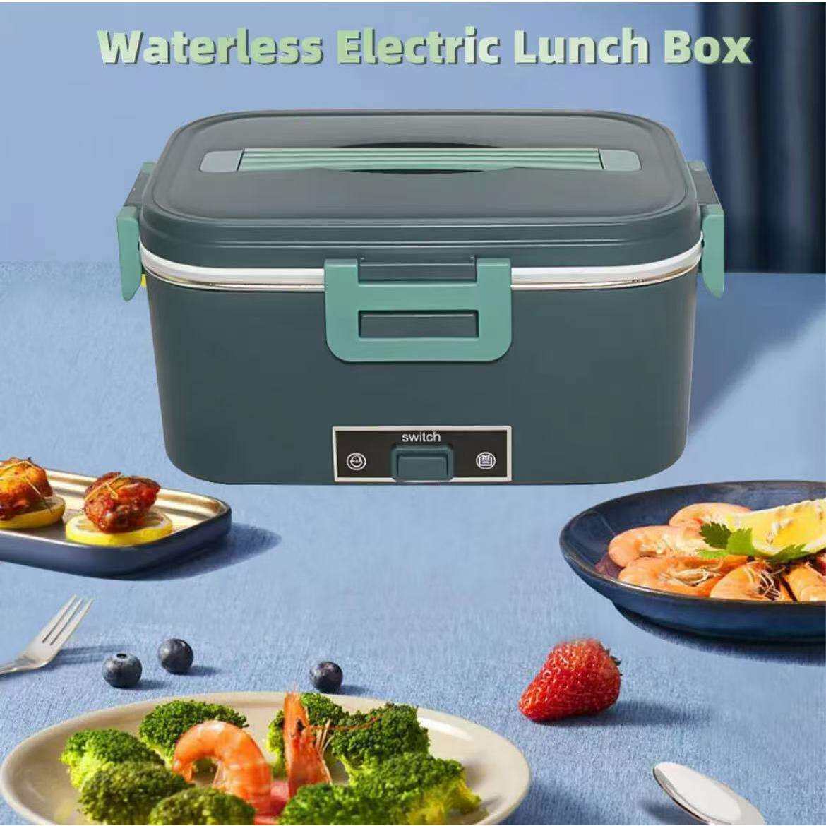 新款80W电热饭盒加热车载家用二合一插电加热保温午餐便当盒