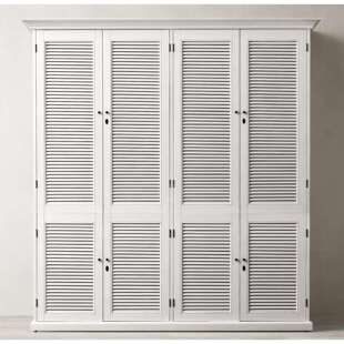 RH美式法式复古百叶窗双橡木实木设计平开成人四衣柜衣橱双门家具