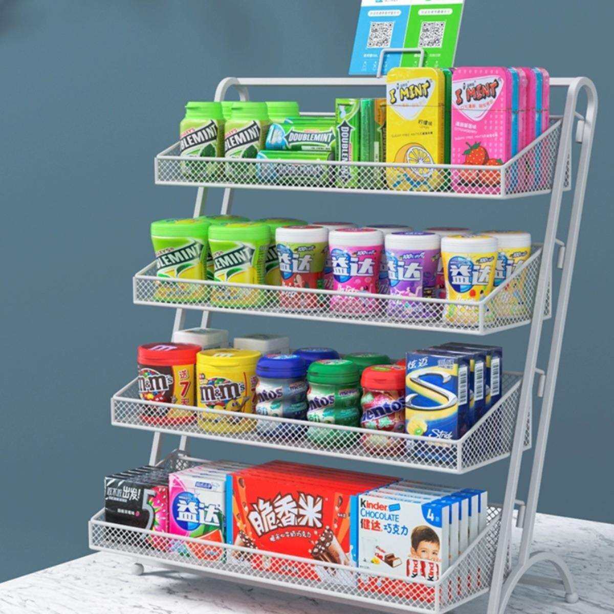 超市收银台吧台货架小货架蜜雪冰城便利店口香糖展示架雪王置物架