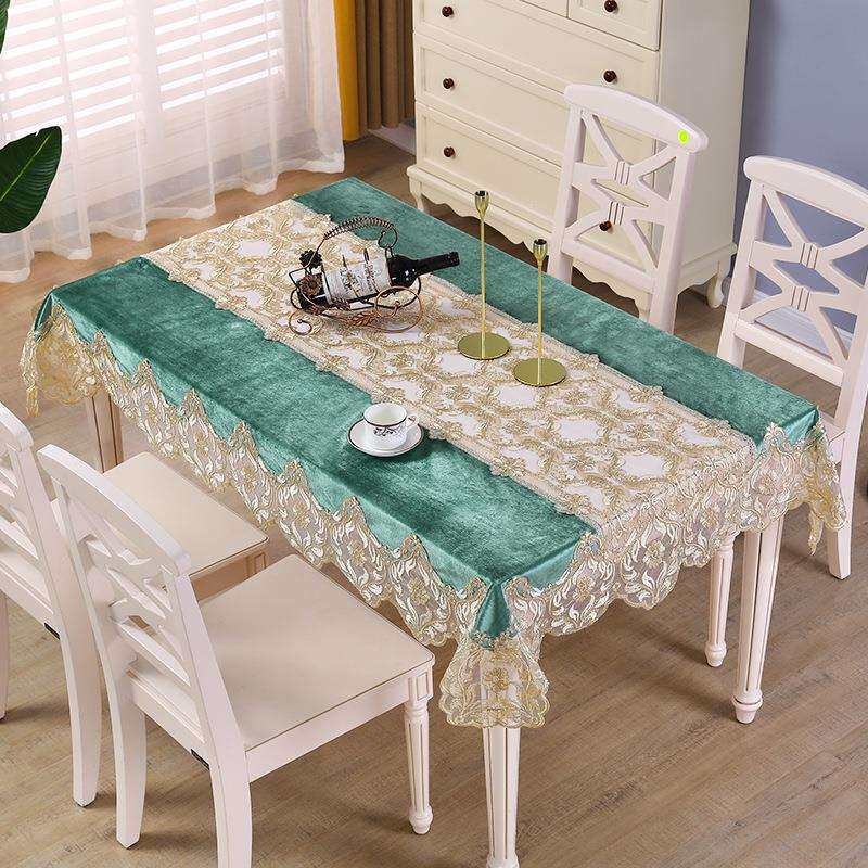 金丝绒刺绣长方形桌布餐桌布台布感轻奢客厅茶几布新款欧式防尘罩