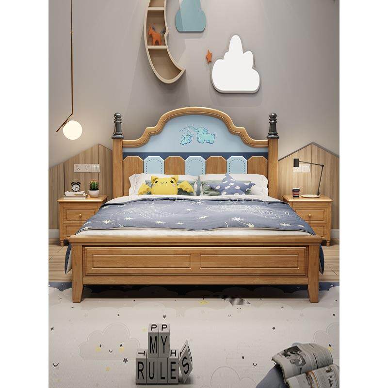 全实木儿童床原木1.5米简约男孩单人1.2米青少年儿童房卧室储物床
