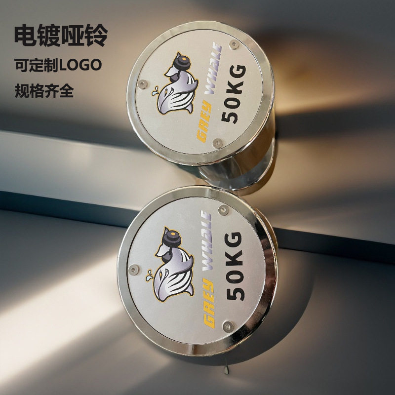 电镀哑铃纯钢实心高密度练臂