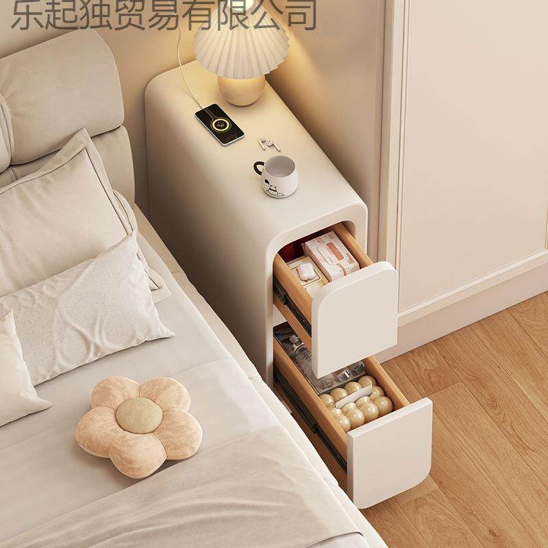 奶油风床头柜简约现代皮质床边柜小型超窄20cm迷你收纳柜,智能设备,其他智能设备,淘宝优惠券,粉丝福利购,淘宝优惠卷