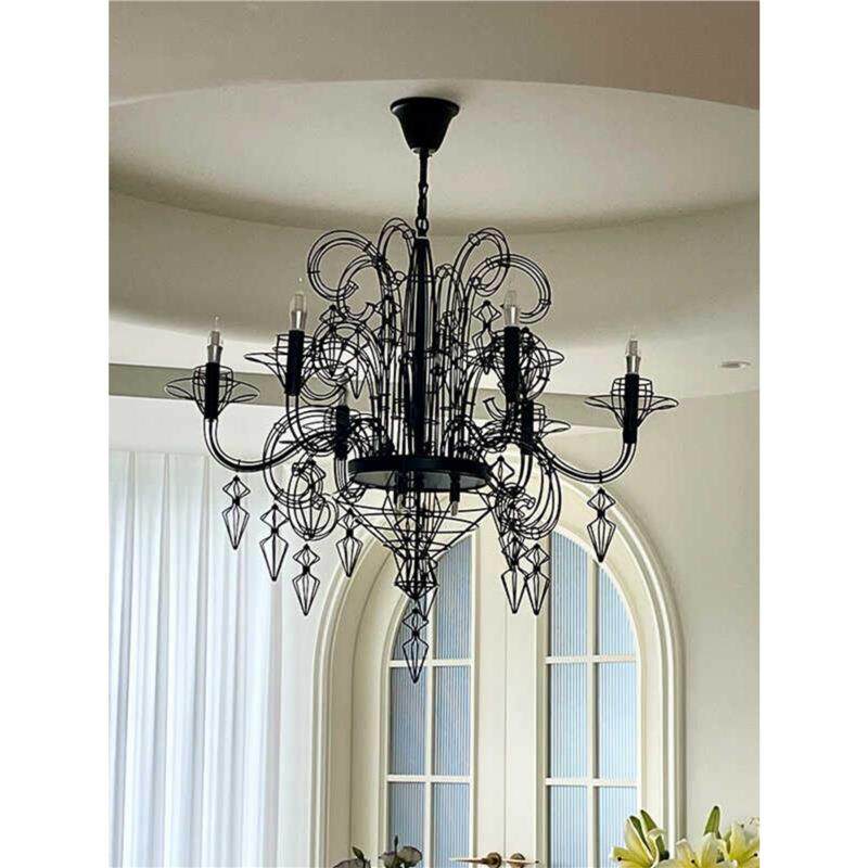 线条蜡烛吊灯法式复古艺术别墅大厅灯巴洛克楼梯挑空设计感装饰灯
