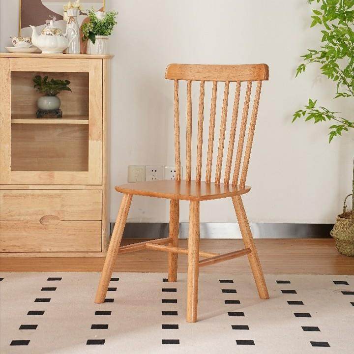 实木温莎餐椅靠背椅北欧家用现代简约餐桌椅卧室复古餐厅商用餐椅