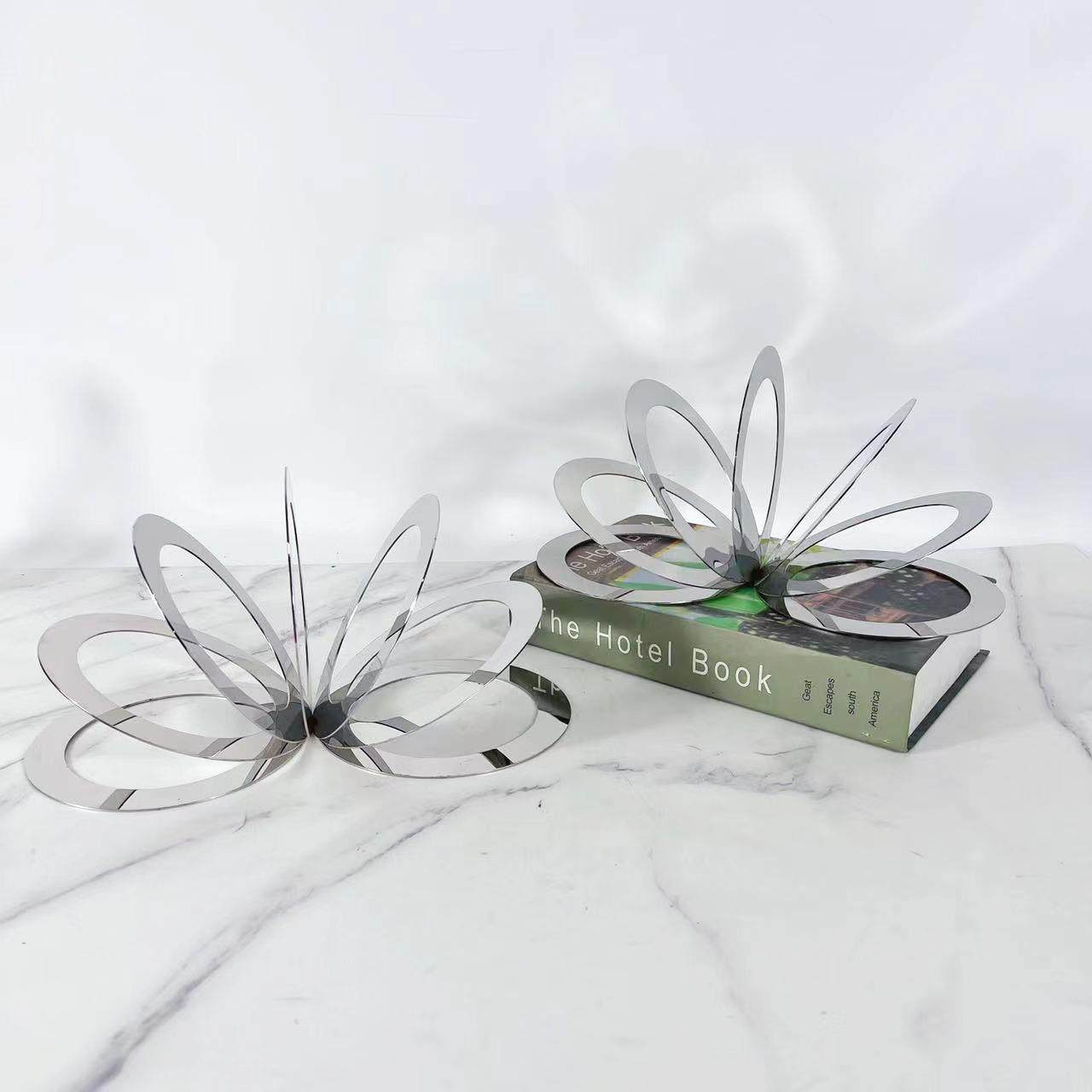 简约现代银色不锈钢几何圆环拼接花开摆件客厅餐桌茶几桌面饰品,影音电器,更多影音配件,淘宝优惠券,粉丝福利购,淘宝优惠卷