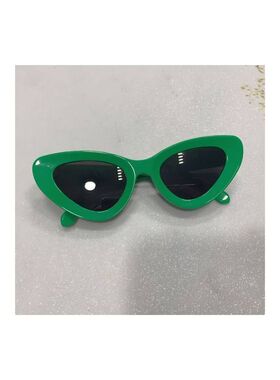 L@驴V/世界工厂/绿色小猫形太阳镜防紫外线网红显瘦遮光墨镜K699