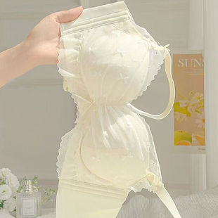 内衣女士小胸聚拢显大调整型无钢圈收副乳防下垂天蕾丝薄款 文胸罩