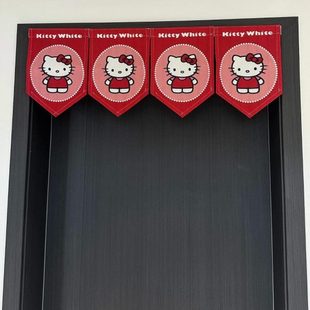 房间三角Kitty Hello门帘厨房三角旗半帘帘短门帘家用卧室隔断日式