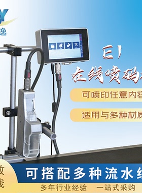 E1E2在线喷码机打生产日期食品包装袋瓶盖纸箱二维码条码logo标签53S+/53SW/531S/11S/26S手持喷码机快干墨盒