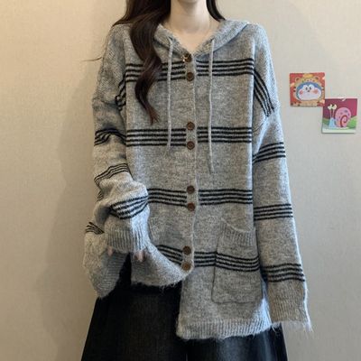 大码女装慵懒风条纹软糯