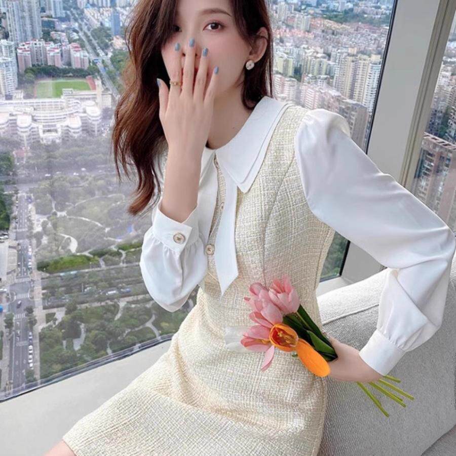 早秋新款女装法式裙长袖
