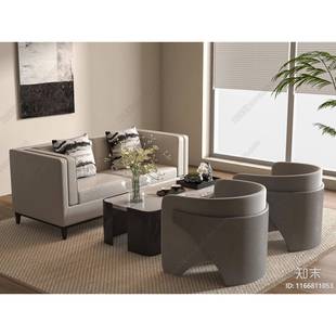 商业办公家具会客沙发茶几组合新中式实木售楼处接待洽谈沙发卡座