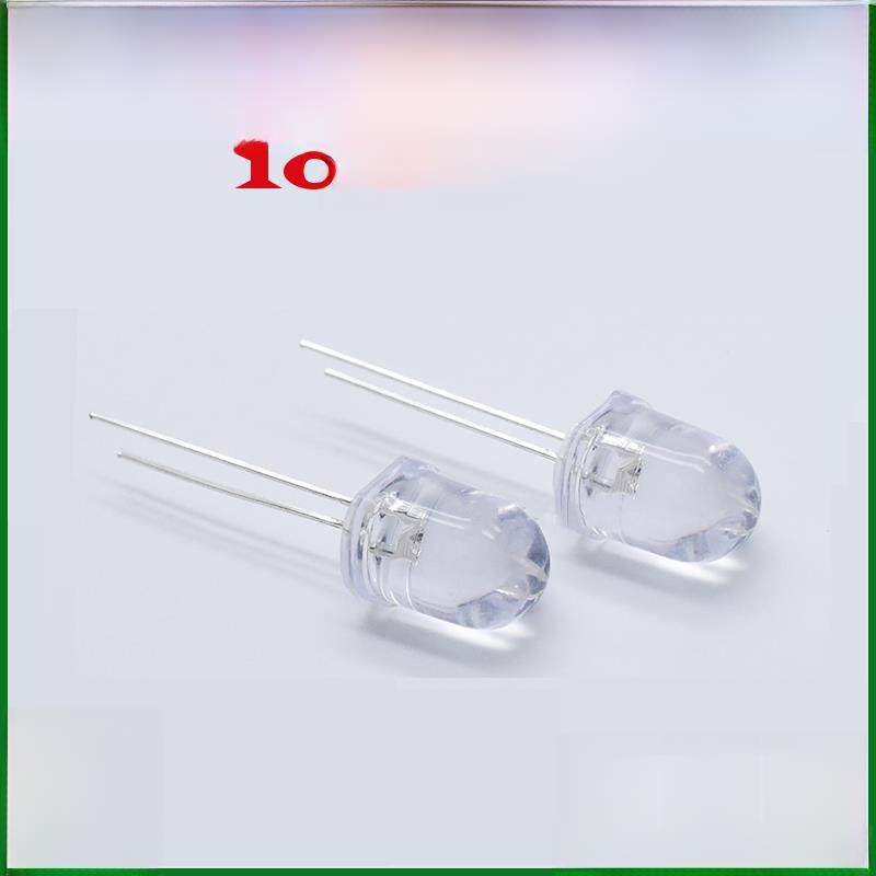 高亮F10mm发光二极管透明指示灯白光暖白红光蓝光紫光10MM灯珠LED