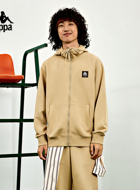 Kappa卡帕运动卫衣2023男秋休闲连帽开衫外套简约上衣K0D52MK60