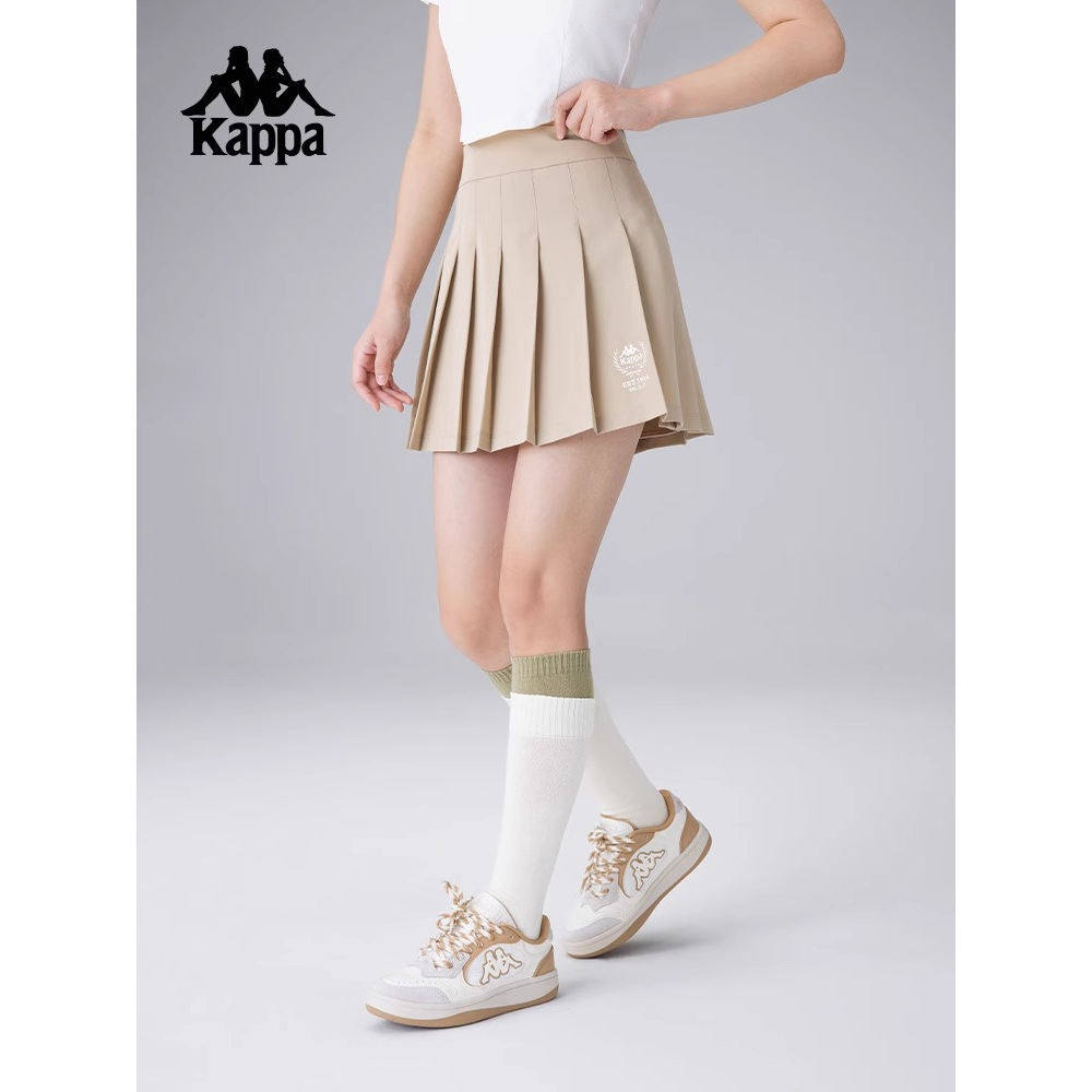Kappa背靠背新款休闲百搭短裙运动半身裙女A字裙复古百褶裙网球裙