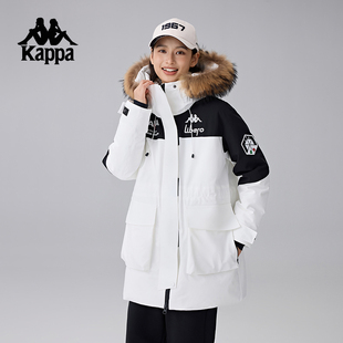 Kappa卡帕背靠背冬季 防風防潑水運動羽絨服鵝絨派克服保暖外套女