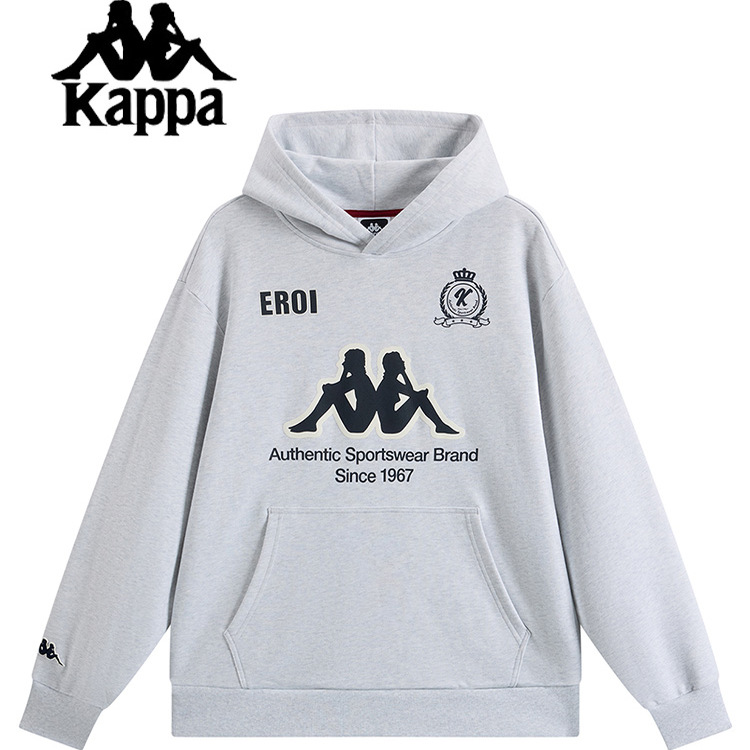 Kappa卡帕男装2025冬季新款百搭复古纯棉针织连帽套头衫K0F72MT04