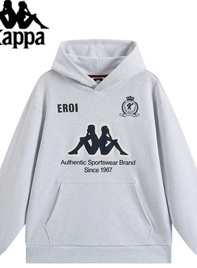 Kappa卡帕男装2025冬季新款百搭复古纯棉针织连帽套头衫K0F72MT04