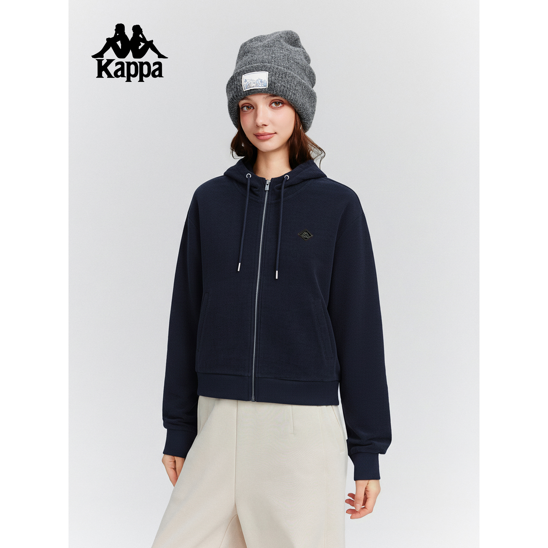 Kappa卡帕女款连帽针织外套