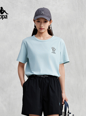 Kappa卡帕短袖2024新款女夏纯棉运动T恤印花宽松半袖K0E42TD73