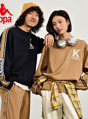 Kappa卡帕套头衫男针织圆领运动卫衣女拼色复古长袖K0DY2WT62D