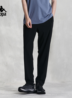 Kappa卡帕休闲裤2024新款男夏凉感运动黑色长裤防晒卫裤K0E32AK40