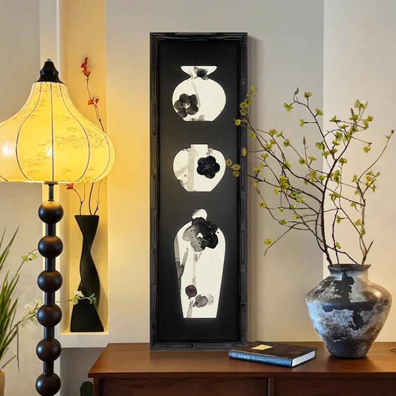 《富贵花窗》新中式桌面摆件摆画立体玄关装饰画雕刻中古风挂画