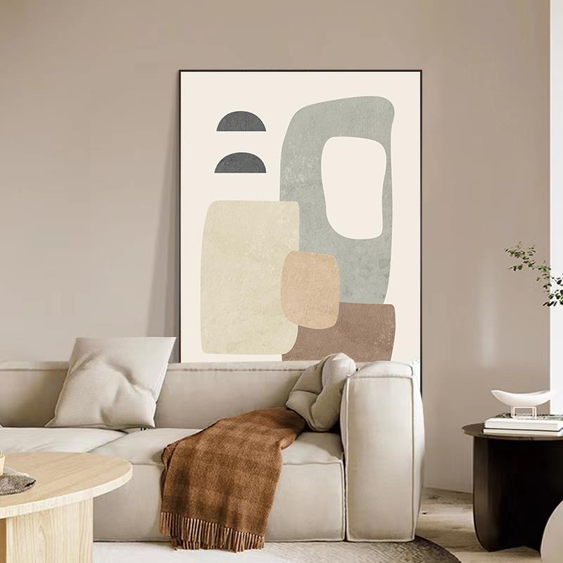 莫兰迪装饰画客厅奶油风原木风挂画沙发背景墙现代简约北欧