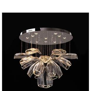 创意设计师轻奢酒店大堂售楼部loft别墅客厅餐厅花瓣楼梯挑空吊灯