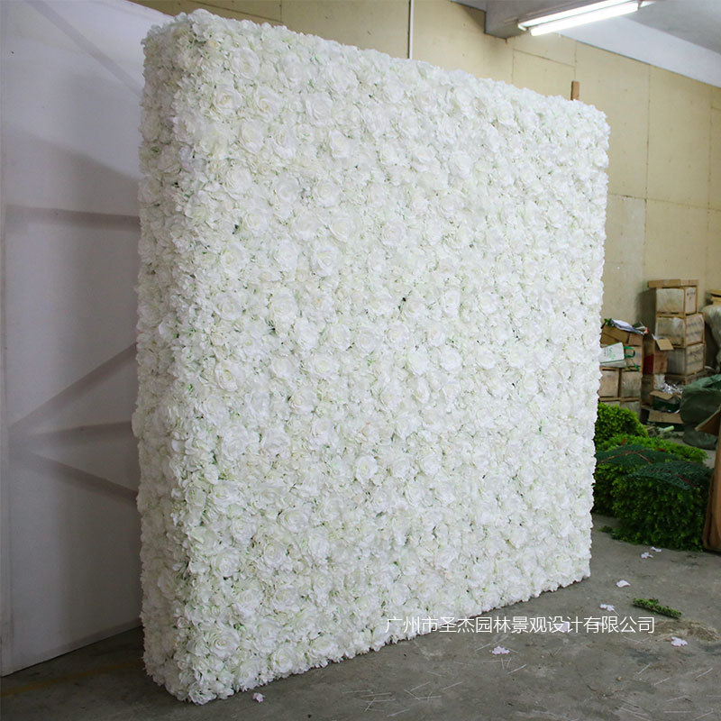 厂家热销仿真植物墙草坪室内外装饰立体墙绢布假花墙婚庆玫瑰花墙