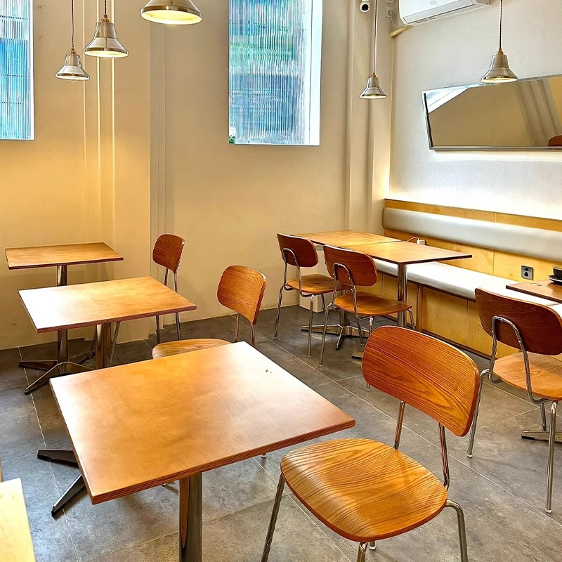 复古餐饮店桌椅组合网红甜品咖啡厅海洋板桌子小吃奶茶店商用方桌