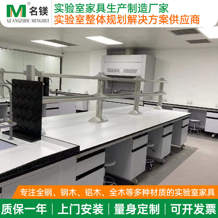 化验室实验台试剂架操作台水槽中台钢木工作台实验室中央台理化板图片