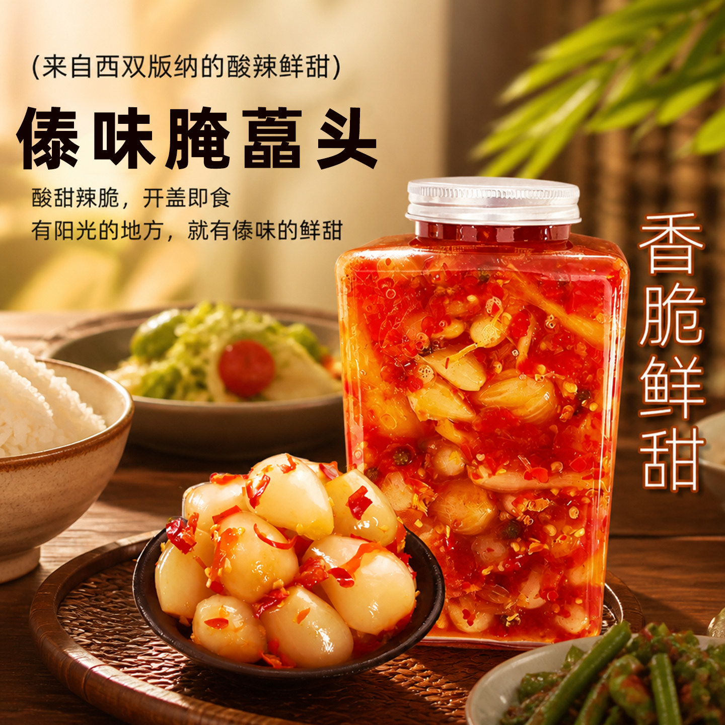 傣酱婆傣味腌藠头酸甜辣水晶荞头腌菜网红开胃下饭菜酱菜版纳特产