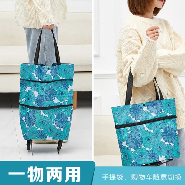 便携式超市买菜车轻便大容量购物包小拉车拖轮袋子手提包家用防水