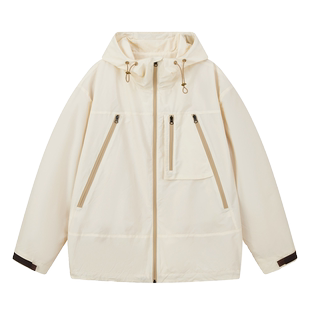 UPPER防晒冲锋衣女2024新款 外套男情侣户外春秋上衣 透气白色工装