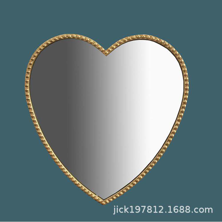 浴室圆镜简约化妆镜 铝合金边框挂墙洗手间镜子酒店家用心形镜面