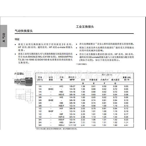 供应快换接头公母接头 HF系列 快速接头