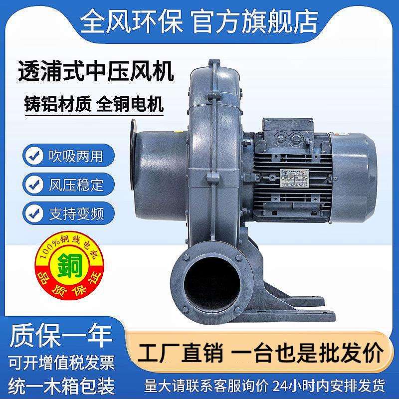 塑胶挤出机离心风机5.5KW透浦式鼓风机 CX-7.5H耐高温中压风机
