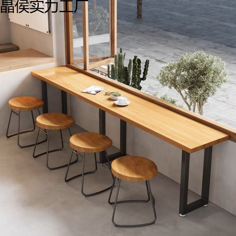 矮吧台桌靠墙靠窗边桌快餐店食堂小吃馆长条窄桌酒吧矮吧桌子其他