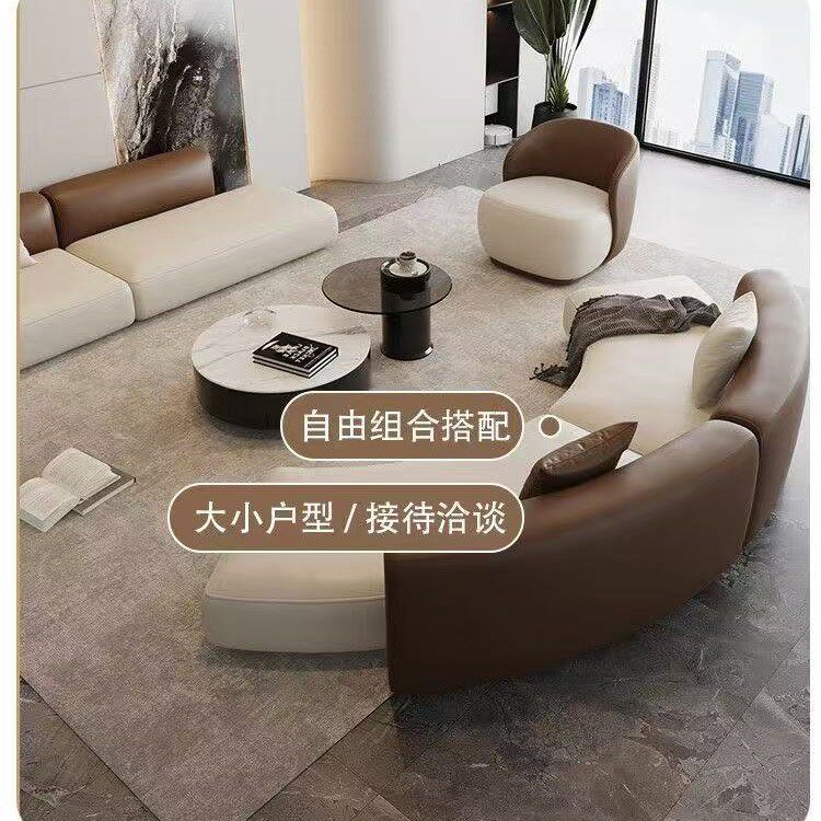 轻奢半圆弧形接待沙发