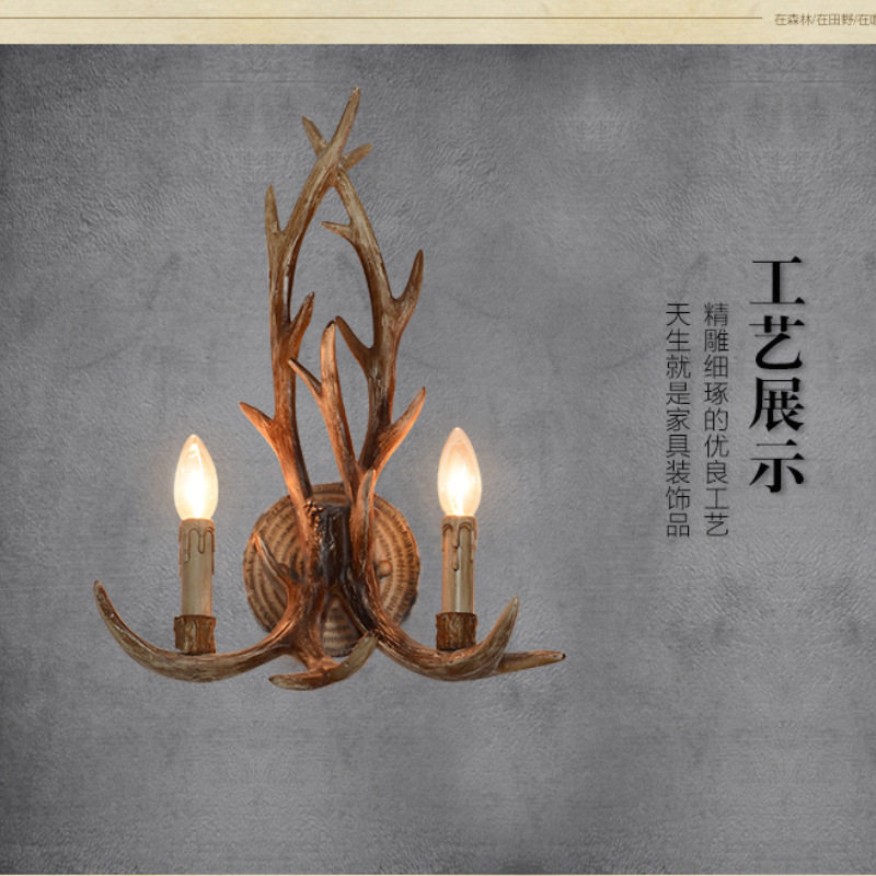鹿角壁灯美式复古工业风走廊过道壁灯北欧书房床头灯民宿装饰壁灯